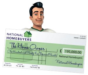 Homebuyer man holding a cheque
